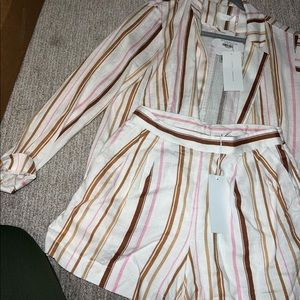 pink short and blazer striped set